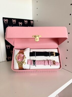 Juicy Couture Gold and Pink Women's Watch Set with Interchangeable Straps